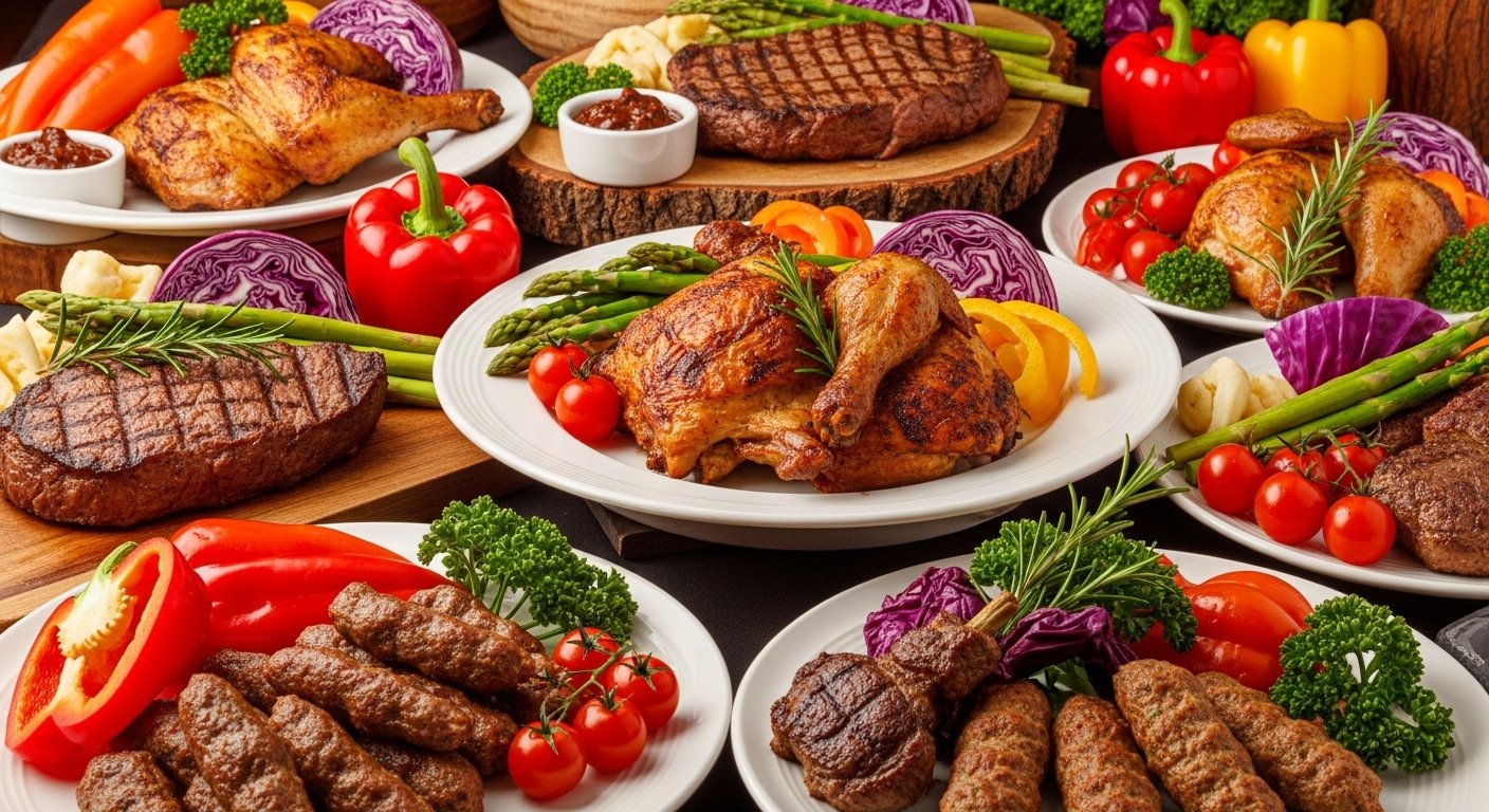 Cevurı: Delicious Meat Dishes with Fresh and Colorful Vegetables